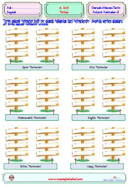 4.Sınıf Türkçe Gerçek-Mecaz-Terim
