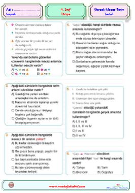 4.Sınıf Türkçe Gerçek-Mecaz-Terim