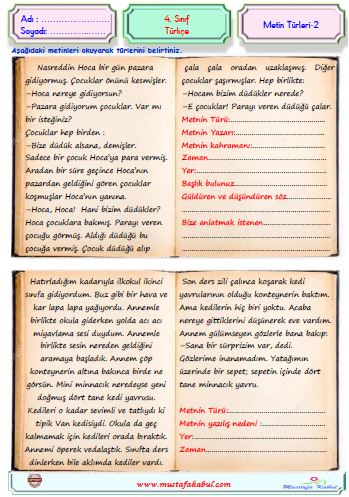 4.Sınıf Türkçe Metin Bilgisi