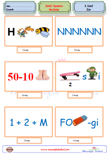  İlkokul Resfebe Bulmacaları