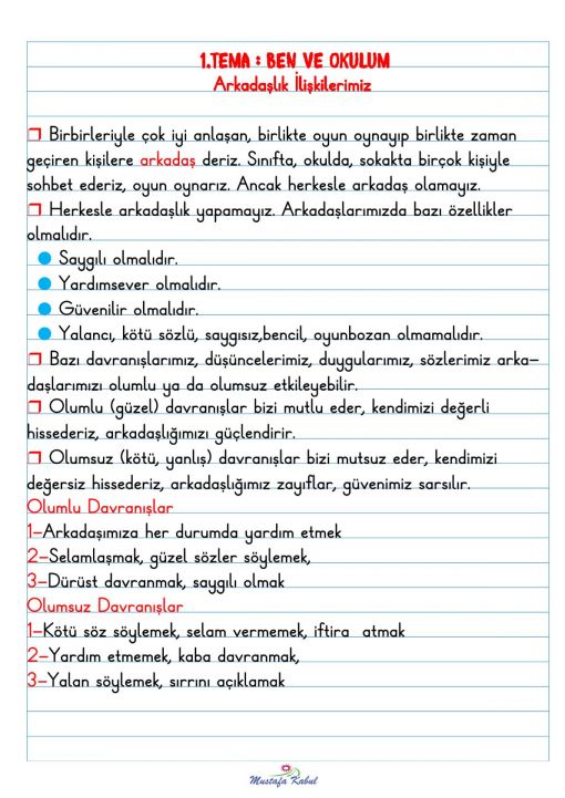 2.Sınıf Arkadaşlık İlişkilerimiz Defter Notları 2.Sınıf Arkadaşlık İlişkilerimiz Defter Notları