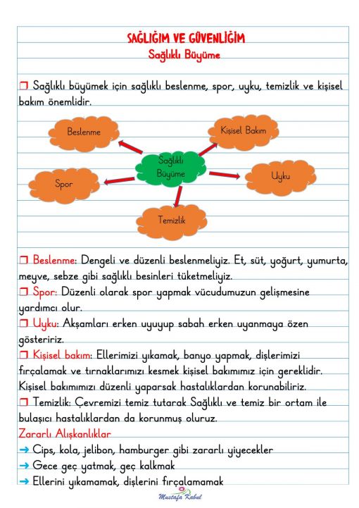 2.Sınıf Sağlıklı Büyüme Defter Notu 2.Sınıf Sağlıklı Büyüme Defter Notu