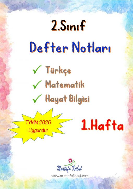  2.Sınıf 1.Hafta Defter Özetleri ve Defter Notları