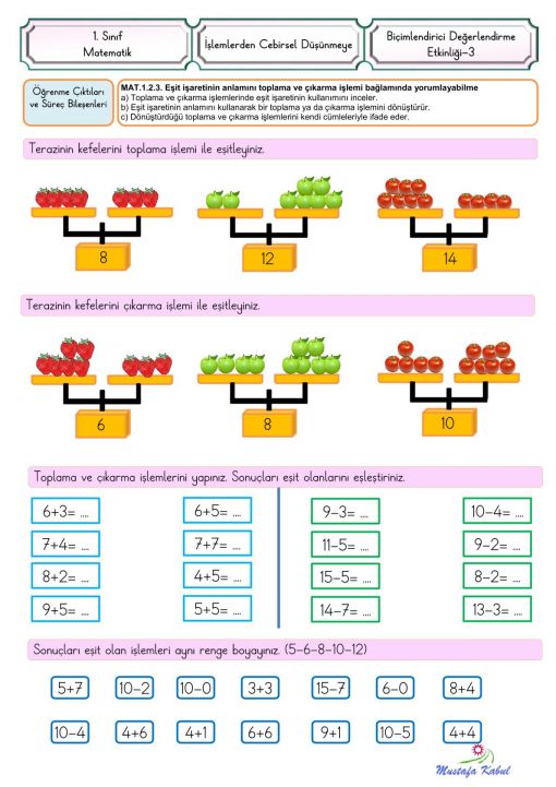   1.Sınıf Toplama Ve Çıkarma İşlemi Süreç Değerlendirme