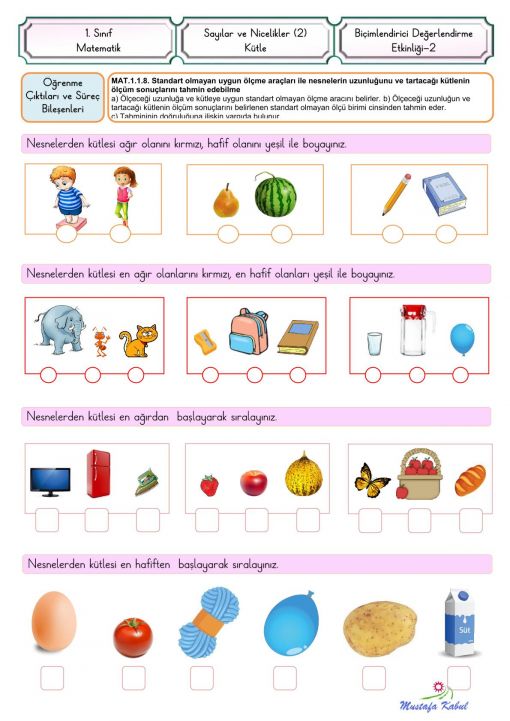   1.Sınıf Tartma Biçimlendirici Süreç Değerlendirme