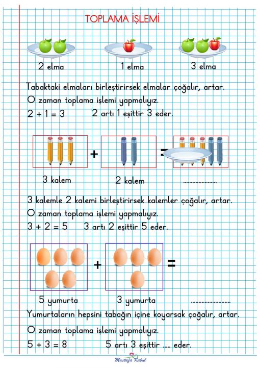   1.Sınıf Matematik Toplama İşlemi Defter Notu