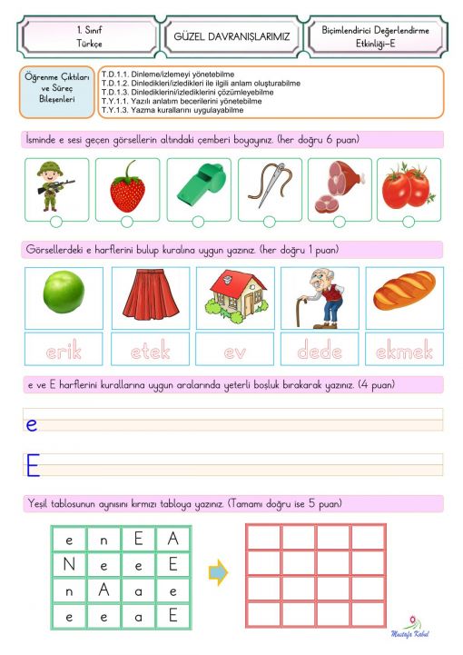  E Harfi Biçimlendirici Süreç Değerlendirme