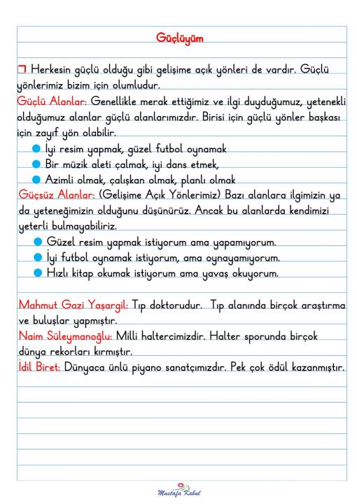 2.Sınıf Güçlü ve Gelişime Açık Alanlar Defter Notları 2.Sınıf Güçlü ve Gelişime Açık Alanlar Defter Notları