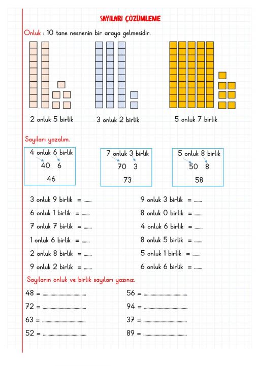  2.Sınıf Doğal Sayıları Çözümleme Defter Notu