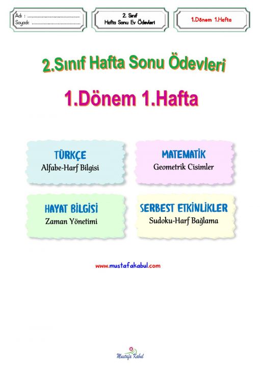 2.Sınıf Hafta Sonu Ödevleri