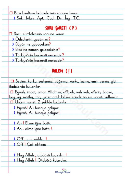  2.Sınıf Noktalama İşaretleri Defter Notu-2