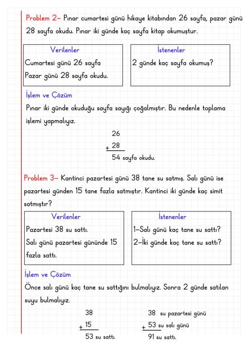 2.Sınıf Problemler Defter Notu 2.Sınıf Problemler Defter Notu