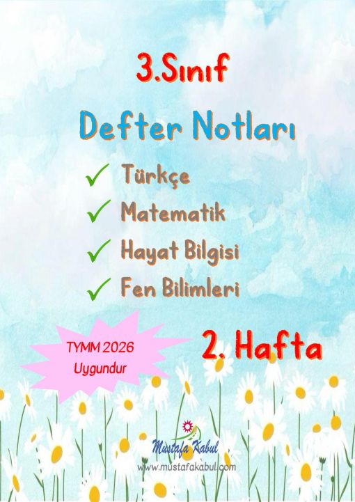  3.Sınıf Haftalık Defter Notları ve Konu Özetleri