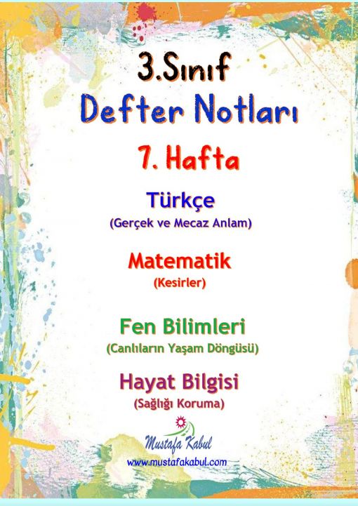 3.Sınıf Defter Notları ve Konu Özetleri