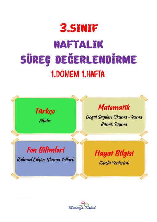  3.Sınıf  Haftalık Süreç Değerlendirme Sınavı