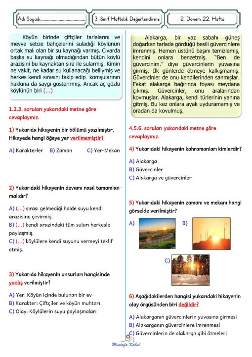  3.Sınıf Türkçe Metnin Konusu Anafikir