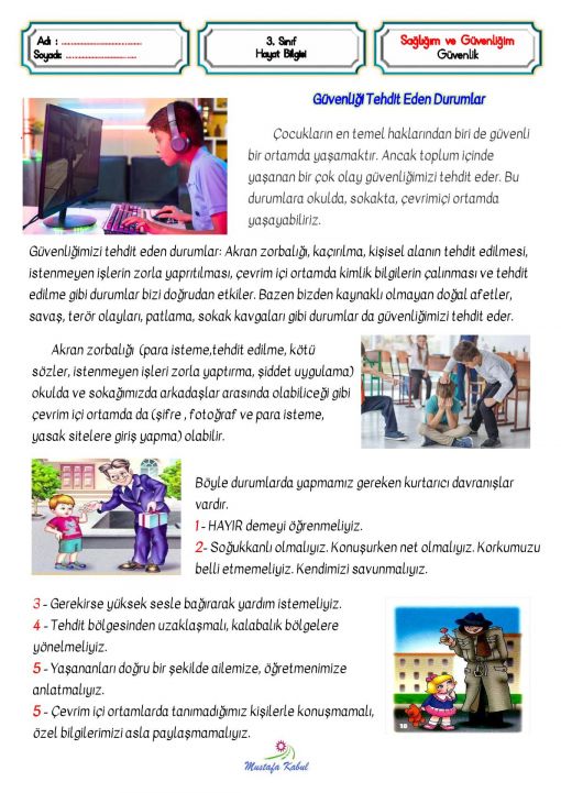 3.Sınıf Sağlığım ve Güvenliğim 