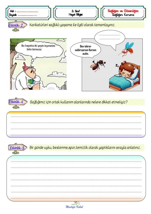 3.Sınıf Sağlığım ve Güvenliğim 