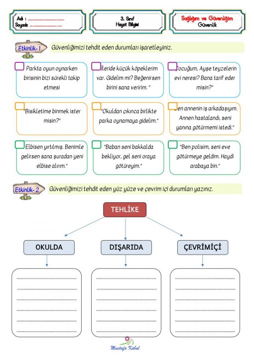 3.Sınıf Sağlığım ve Güvenliğim 
