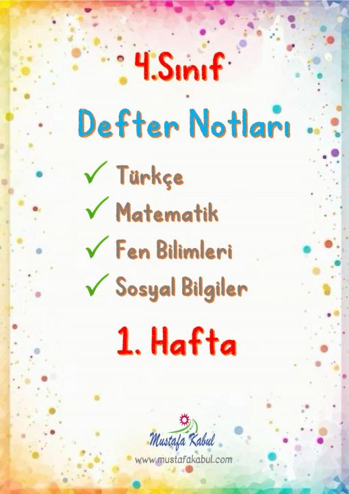  4.Sınıf Defter Notları ve Konu Özetleri