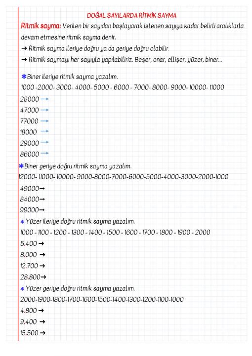 4.Sınıf Haftalık Defter Notları ve Konu özetleri