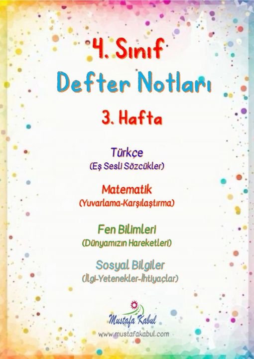 4.Sınıf Ders Notları 3.Hafta