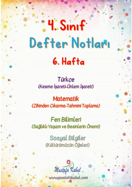 4.Sınıf Haftalık Defter Notları