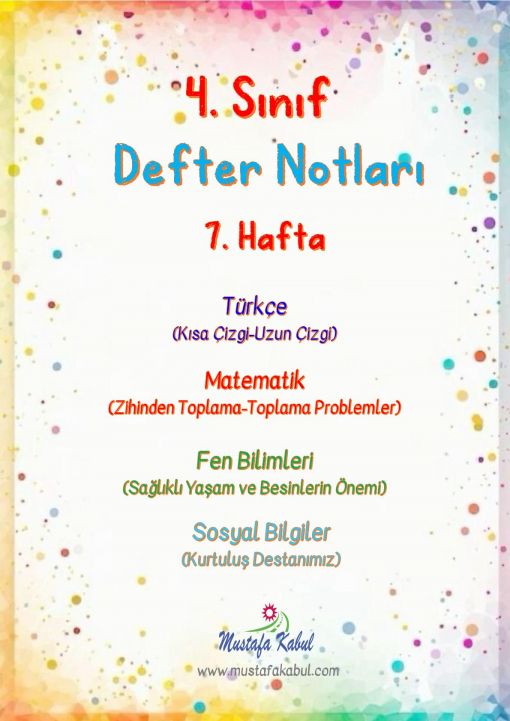 4.Sınıf Haftalık Defter Notları