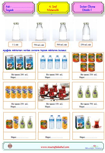  4.Sınıf Matematik Sıvıları Ölçme