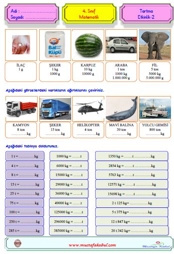  4.Sınıf Matematik Tartma