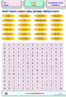 4.Sınıf Türkçe Zıt-Sesteş-Eşteş Kelimeler