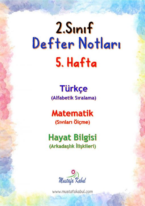 2.Sınıf 5.Hafta Defter Notları