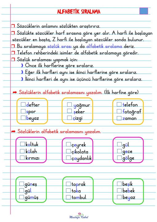  2.Sınıf 5.Hafta Defter Notları