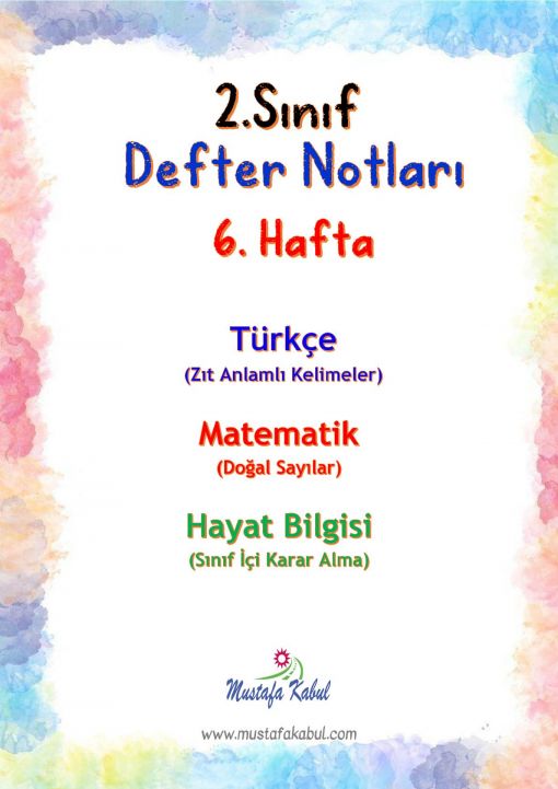 2.Sınıf Haftalık Defter Notları