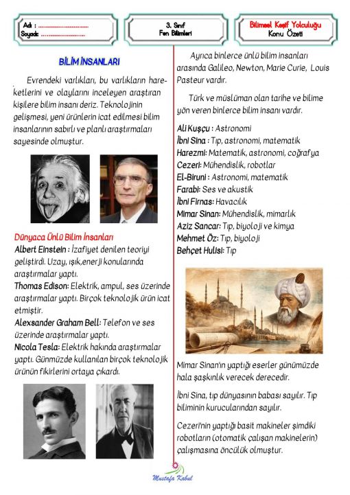   3.Sınıf Bilimsel Keşif Yolculuğu