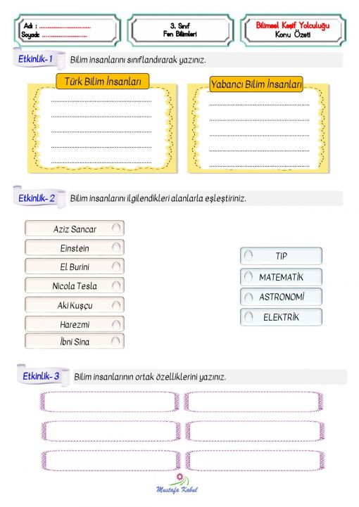   3.Sınıf Bilimsel Keşif Yolculuğu