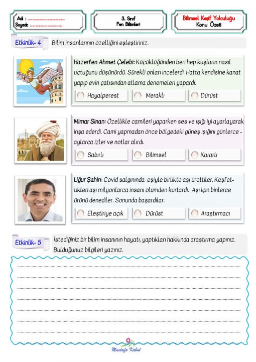   3.Sınıf Bilimsel Keşif Yolculuğu