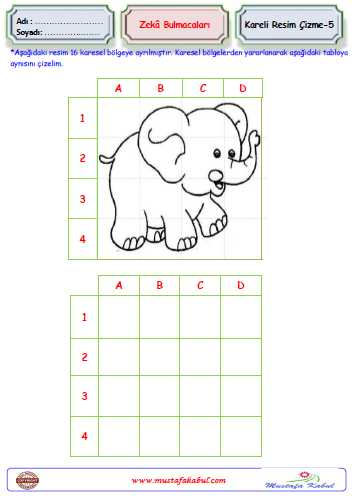   Zeka Bulmacaları Kareli Resim Çizme