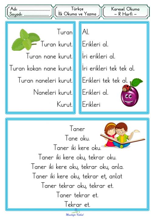  R Harfi Karesel Okuma Metinleri