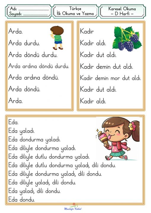 D Harfi Karesel Okuma Metinleri