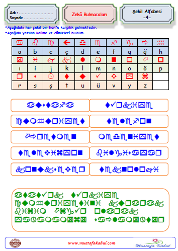  Zeka Bulmacaları Şekil Alfabesi
