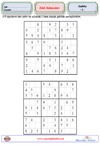  Zeka Bulmacaları Sudoku