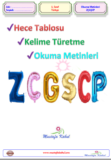  ZÇGŞCP Metinler ve Hece Tablosu